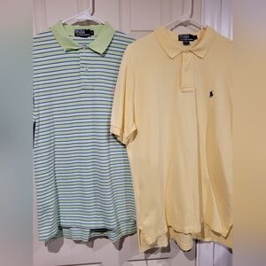 Polo by Ralph Lauren Men’s Yellow Polo & Green-Striped Polo Duo Size Large